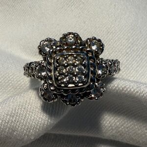 Judith Ripka Sterling Silver Floral Bloom CZ Cluster Ring